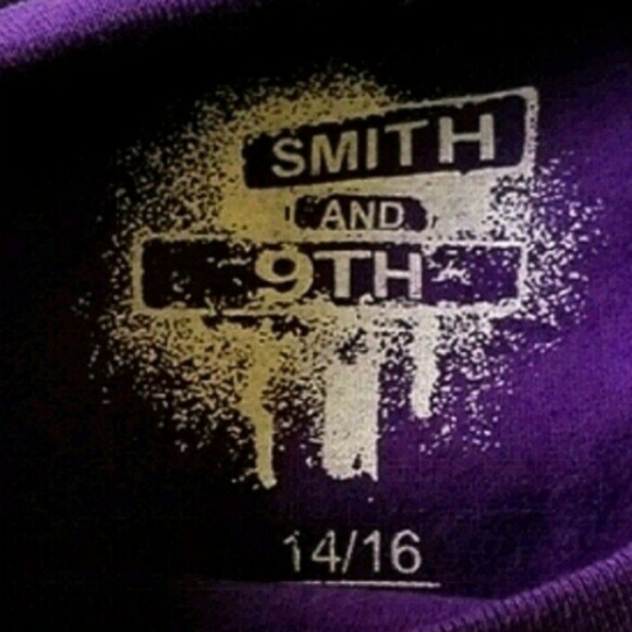 Smith & 9th Embellished Purple Screenprint Long Sleeve Top/Tee- 14/16 - Picture 4 of 4